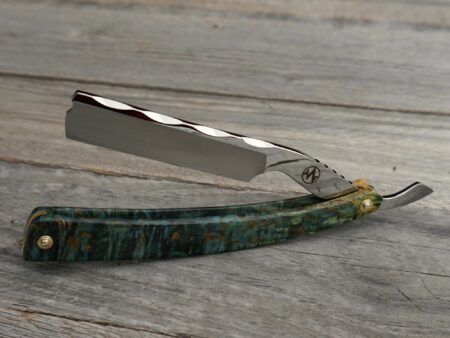 Rasiermesser Maserbirke Dunkelblau/Gelb