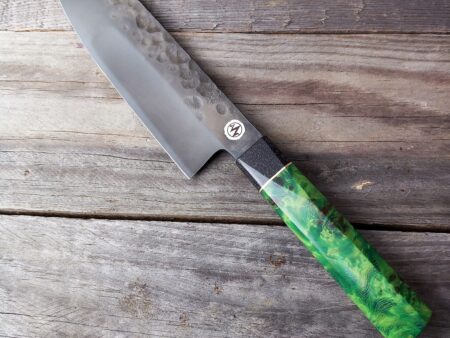 Küchenmesser Santoku 180 S-Schliff Pappel-Maser grün