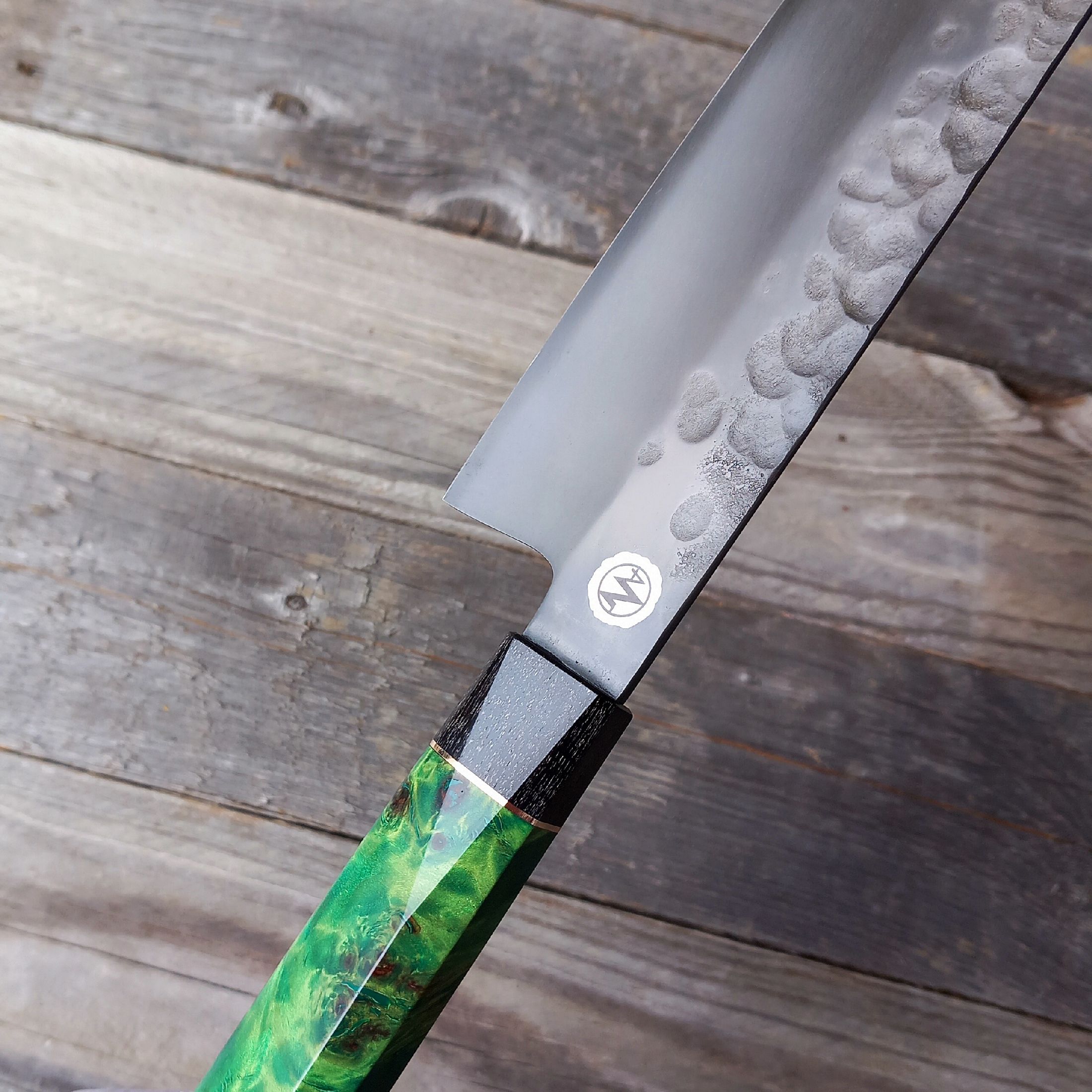 Küchenmesser Santoku 180 S-Schliff Pappel-Maser grün – Bild 4