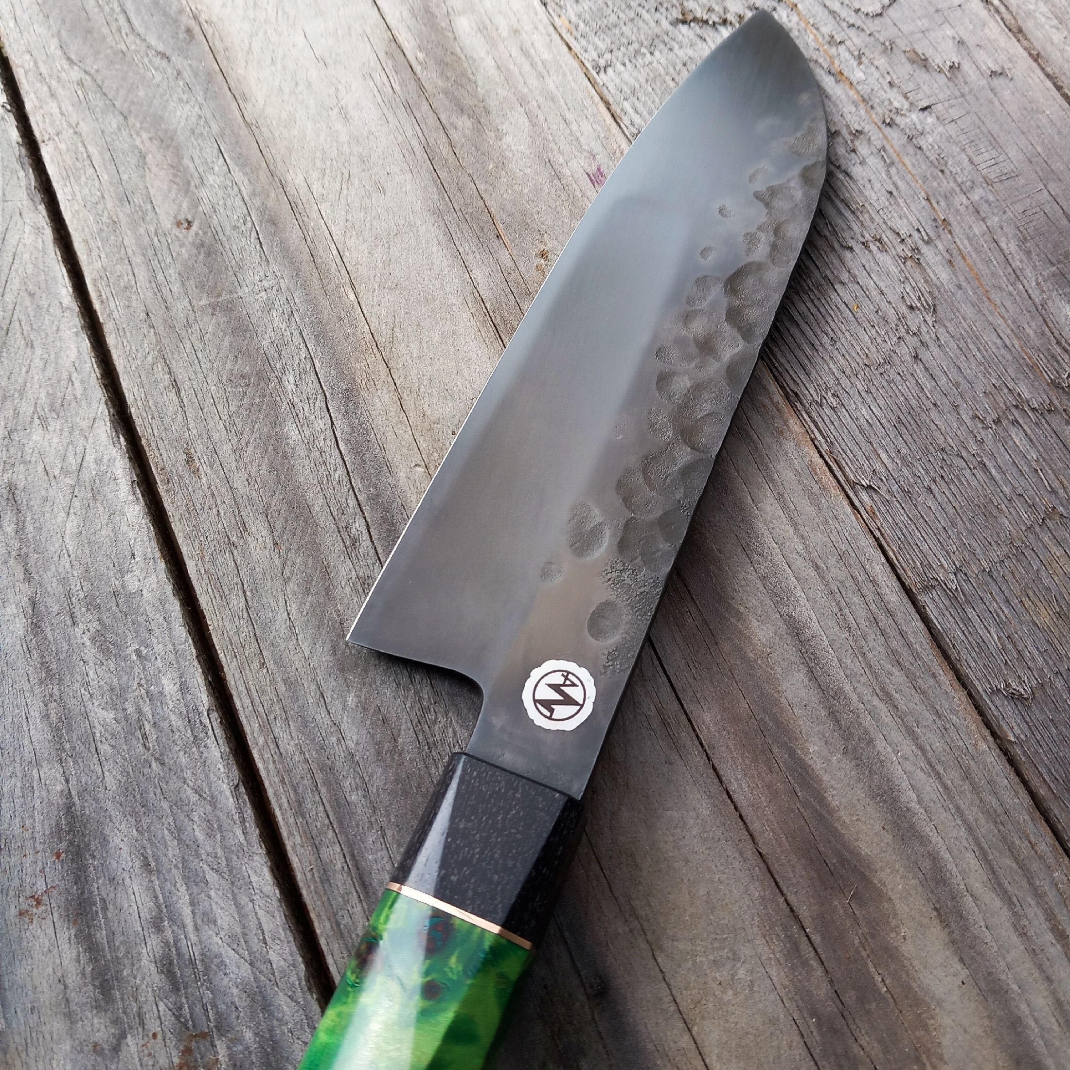 Küchenmesser Santoku 180 S-Schliff Pappel-Maser grün – Bild 2