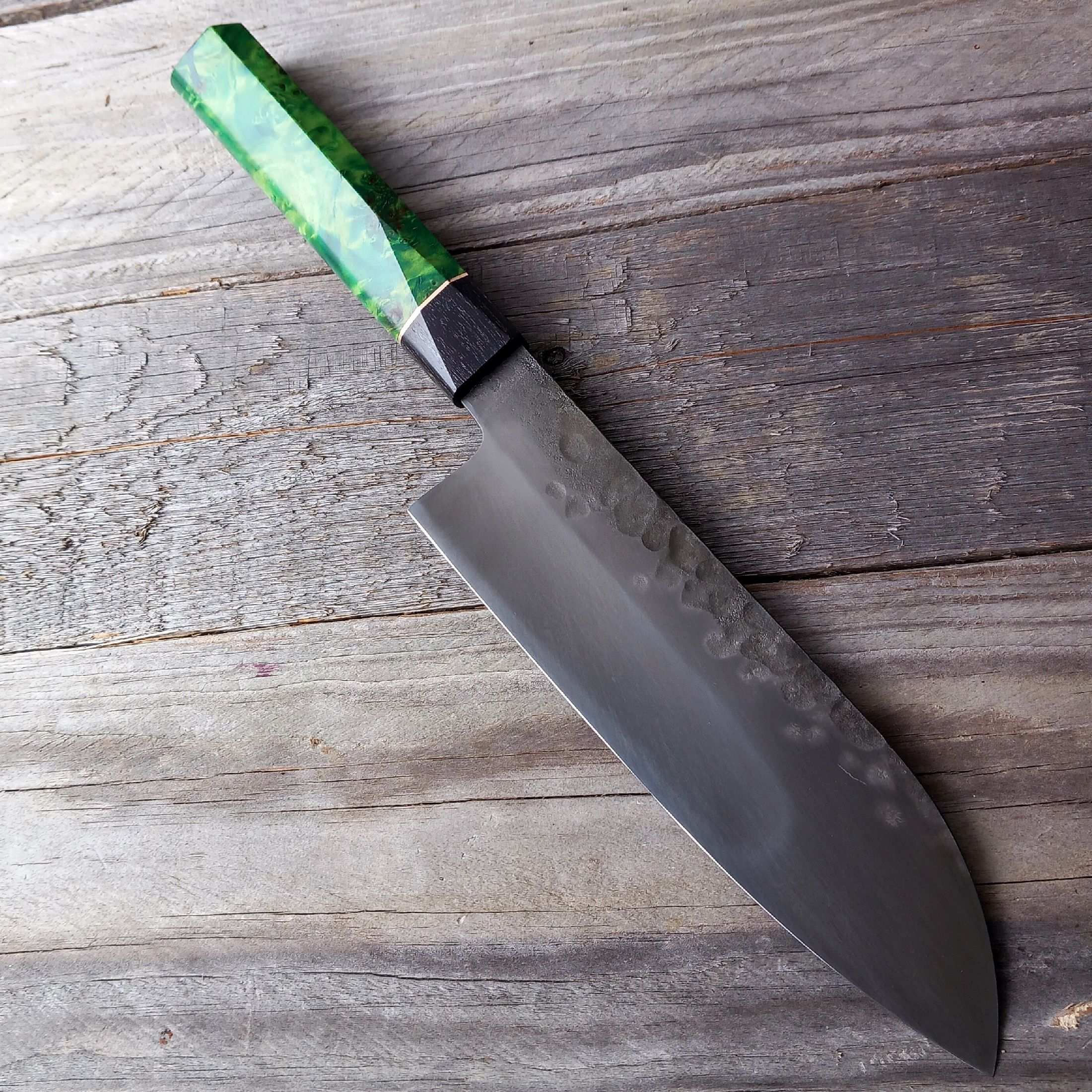 Küchenmesser Santoku 180 S-Schliff Pappel-Maser grün – Bild 7